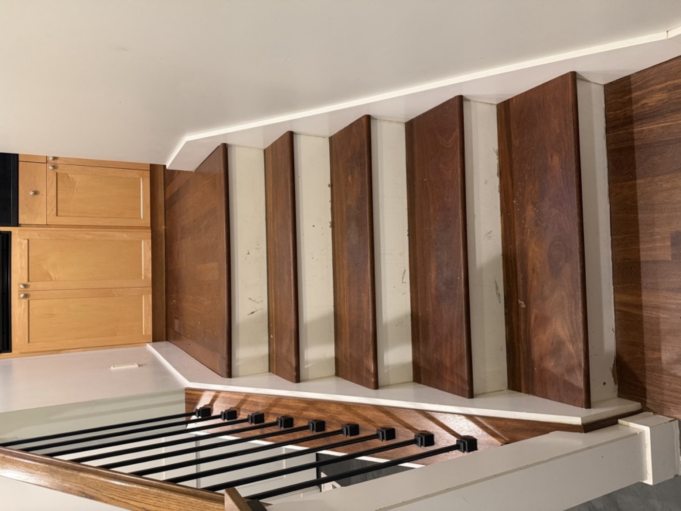 Stair treads part way through refinishing